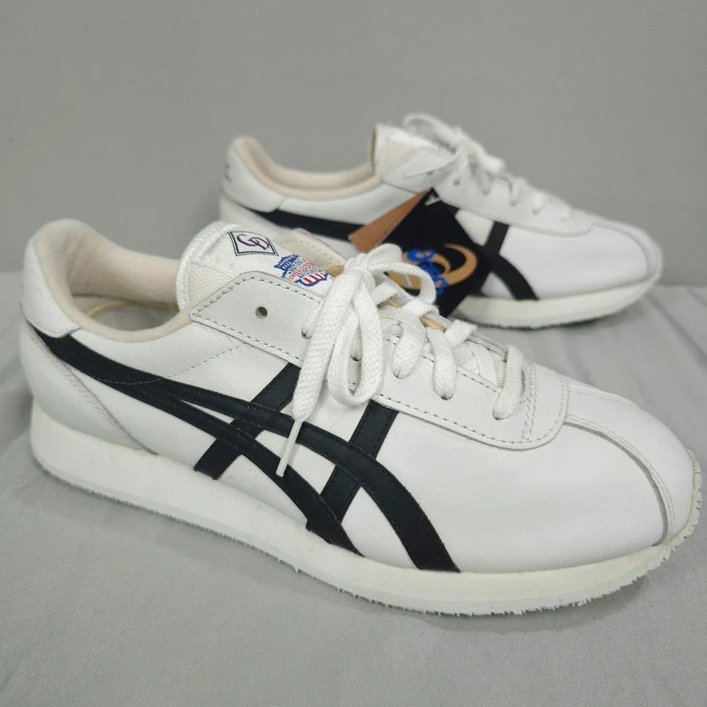 Vtg Asics Cheer Shoes Women 9.5 White Black Leather NCA Cheerleading